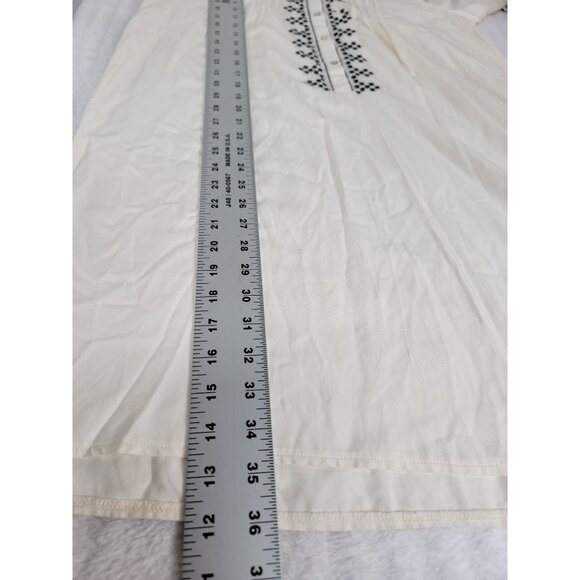 Zara Basic Embroidered Boho Peasant Tunic Dress Medium Cream 3/4 Sleeve New $59 - Picture 8 of 8